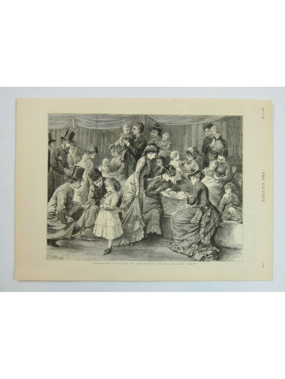 Antique 1879 Print Character Sketches in United States A Baby Show, The Graphic